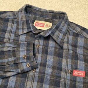 Stormy Kromer "The Wool" Shirt Blue Gray Plaid Wool-Blend XL Lumberjack Outdoors